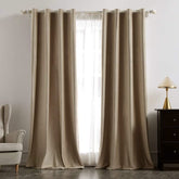 MIULEE Taupe Blackout Velvet Curtains Solid Soft Grommet Thermal Room Darkening Curtains Drapes 2 Panels - Miulee